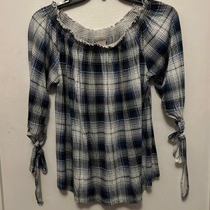 Off the shoulder plaid top